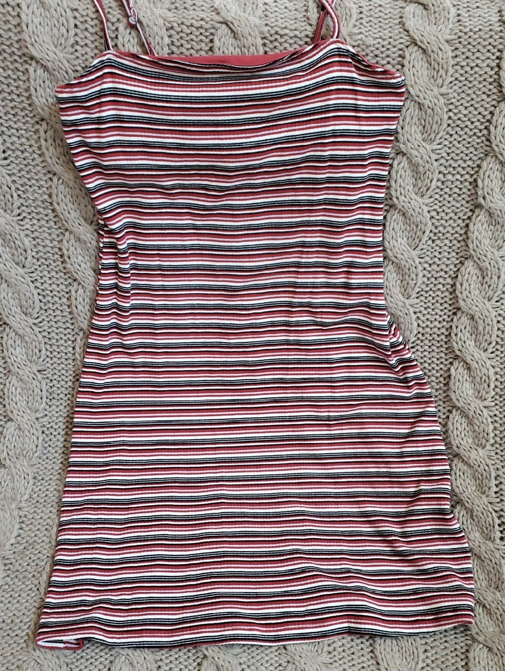 Striped Red & Black Bodycon Spaghetti Strap Dress
